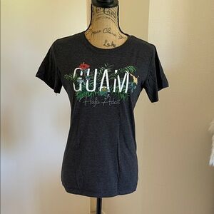 Charcoal Graphic Tee with Tropical Print